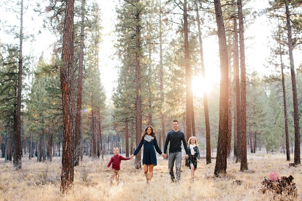 Shevlin Park Family Portraits in Bend Oregon. Fall Family Portraits in an Pine Tree Forest