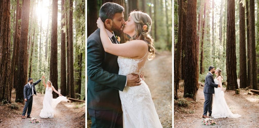 Bride and Groom in Redwoods, Nestldown Wedding Photography, Redwood Wedding in Santa Cruz, Outdoor Wedding, Catholic Indian Wedding, Nestldown Wedding Photographer