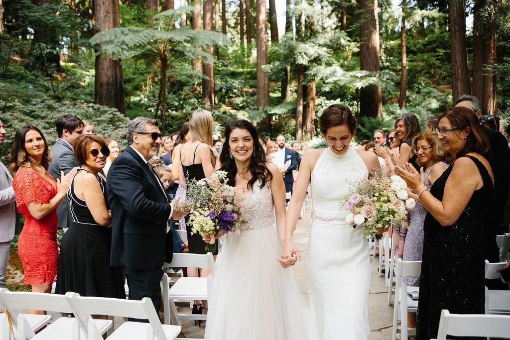 Nestldown Redwood Wedding Ceremony. Wedding Ceremony in the Redwoods. Same sex marriage.
