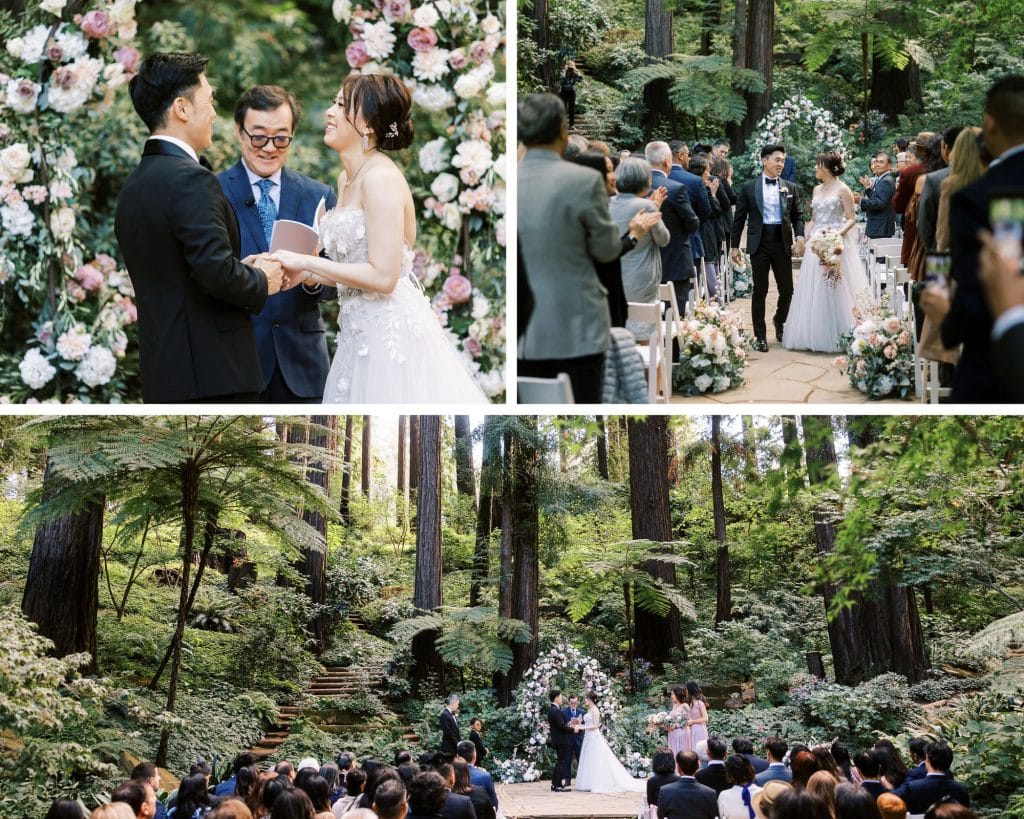 Nestldown Wedding photos. Bride and Groom in the Nestldown Chapel Redwoods